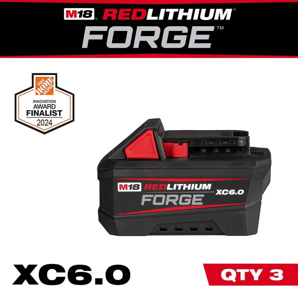 Milwaukee M18 18V REDLITHIUM FORGE XC6.0 Battery Pack, 6.0Ah (3-Pack)