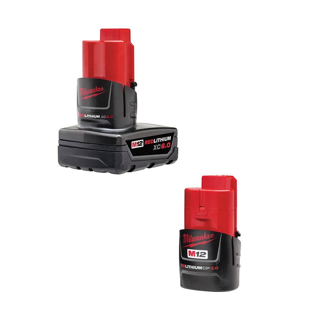 Milwaukee M12 12-Volt REDLITHIUM Extended Capacity Battery Pack Combo with XC 6.0Ah and CP 3.0Ah Batteries