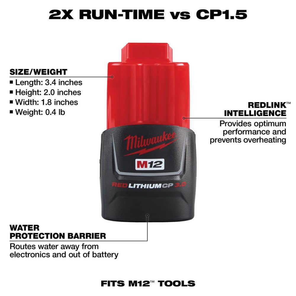 Milwaukee M12 12-Volt REDLITHIUM Extended Capacity Battery Pack Combo with XC 6.0Ah and CP 3.0Ah Batteries