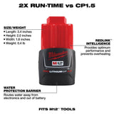 Milwaukee M12 12-Volt REDLITHIUM Extended Capacity Battery Pack Combo with XC 6.0Ah and CP 3.0Ah Batteries