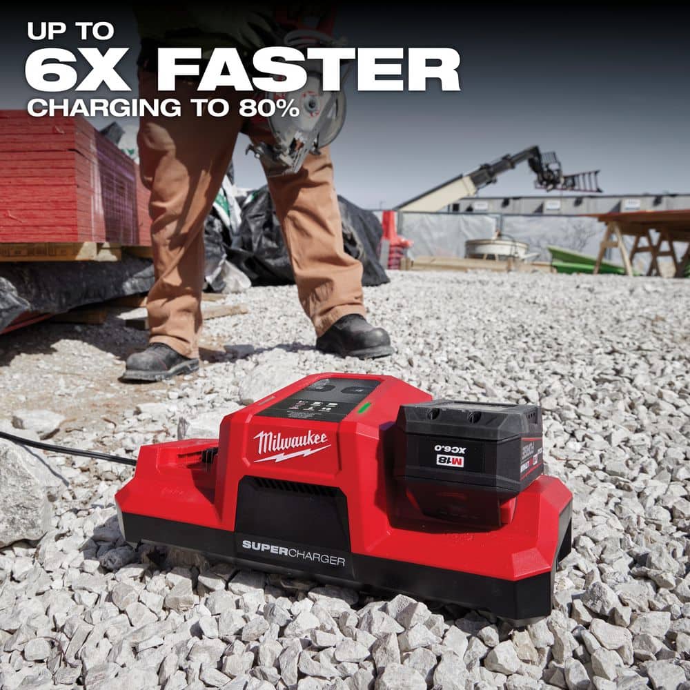 Milwaukee M18 18V Lithium-Ion Dual Bay Super Charger with REDLITHIUM FORGE XC6.0 Batteries (2-Pack)