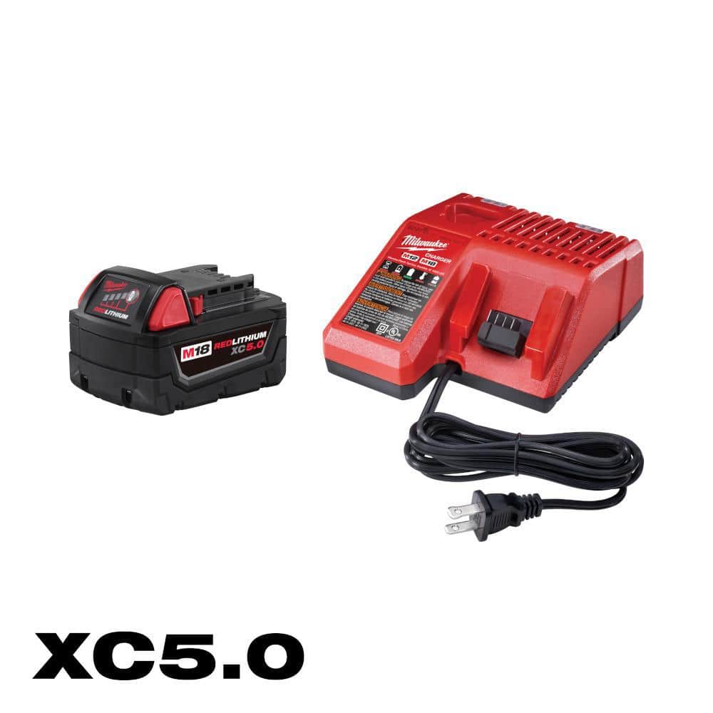 Milwaukee M18 18-Volt REDLITHIUM XC5.0 Starter Kit with (1) 5.0Ah Battery and M18/M12 Charger