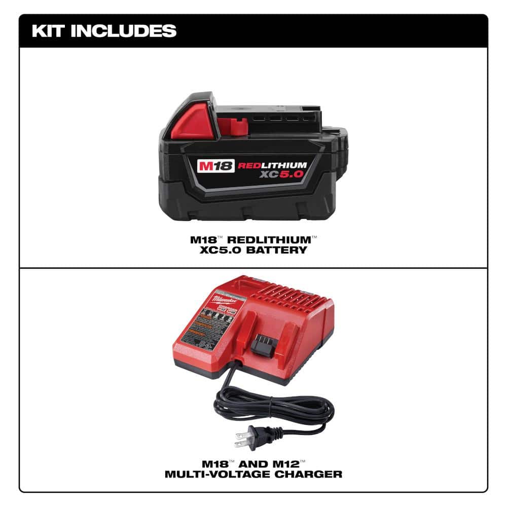 Milwaukee M18 18-Volt REDLITHIUM XC5.0 Starter Kit with (1) 5.0Ah Battery and M18/M12 Charger
