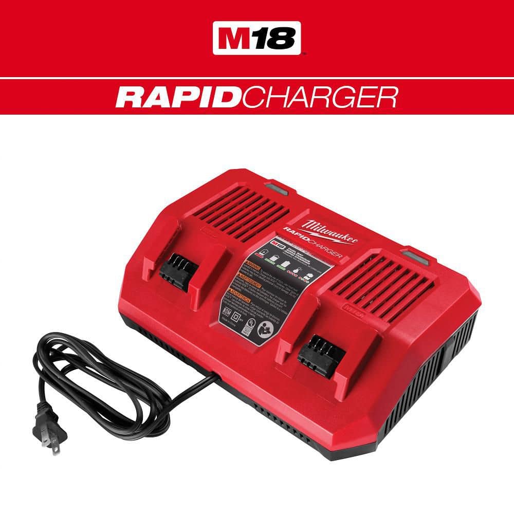 Milwaukee M18 18-Volt Lithium-Ion Dual Bay Simultaneous Rapid Battery Charger, 48-59-1802