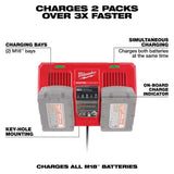 Milwaukee M18 18-Volt Lithium-Ion Dual Bay Simultaneous Rapid Battery Charger, 48-59-1802