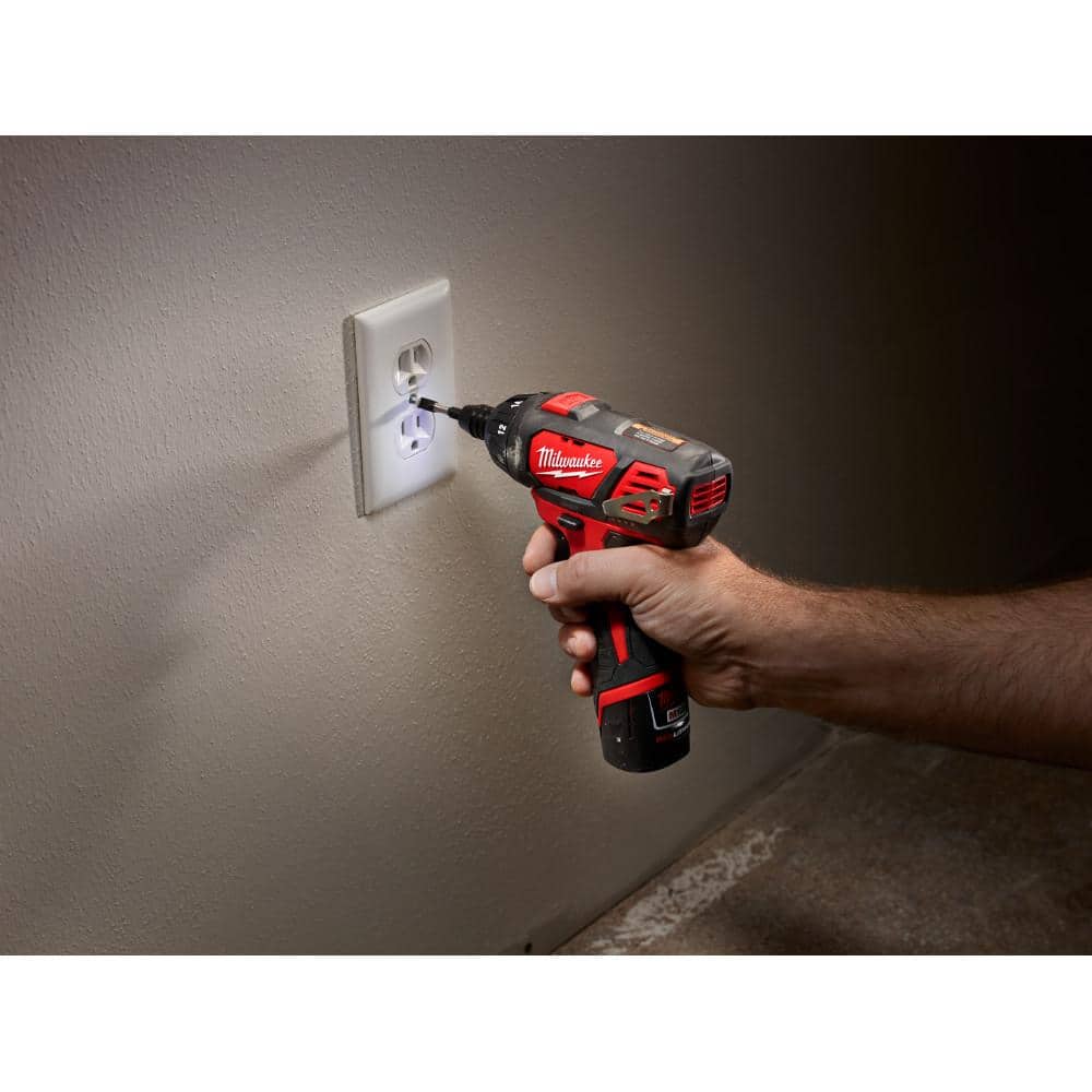 Milwaukee M12 12V Lithium-Ion Cordless 3/8 in. Ratchet & 1/4 in. Hex Screwdriver Combo Kit (2-Tool) with Battery, Charger & Tool Bag