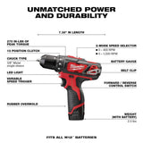 Milwaukee M12 12V Lithium-Ion Cordless Drill/Driver & Impact Driver Combo Kit with Two 1.5Ah Batteries, Charger, Bag and M12 Grease Gun