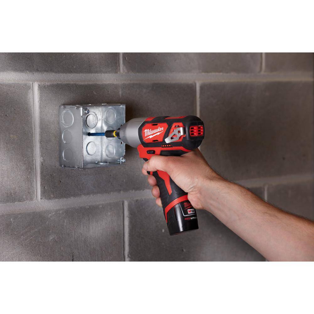 Milwaukee M12 12V Lithium-Ion Cordless Drill Driver/Impact Driver/Ratchet Combo Kit (3-Tool) w/ M12 HACKZALL Reciprocating Saw