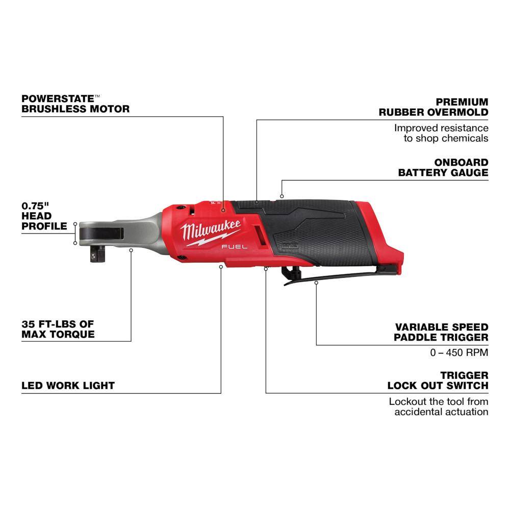 Milwaukee M12 12V Li‑Ion Cordless 4‑Tool Combo Kit with (2) 1.5Ah REDLITHIUM Batteries, Charger & M12 FUEL High‑Speed 3/8 in. Ratchet