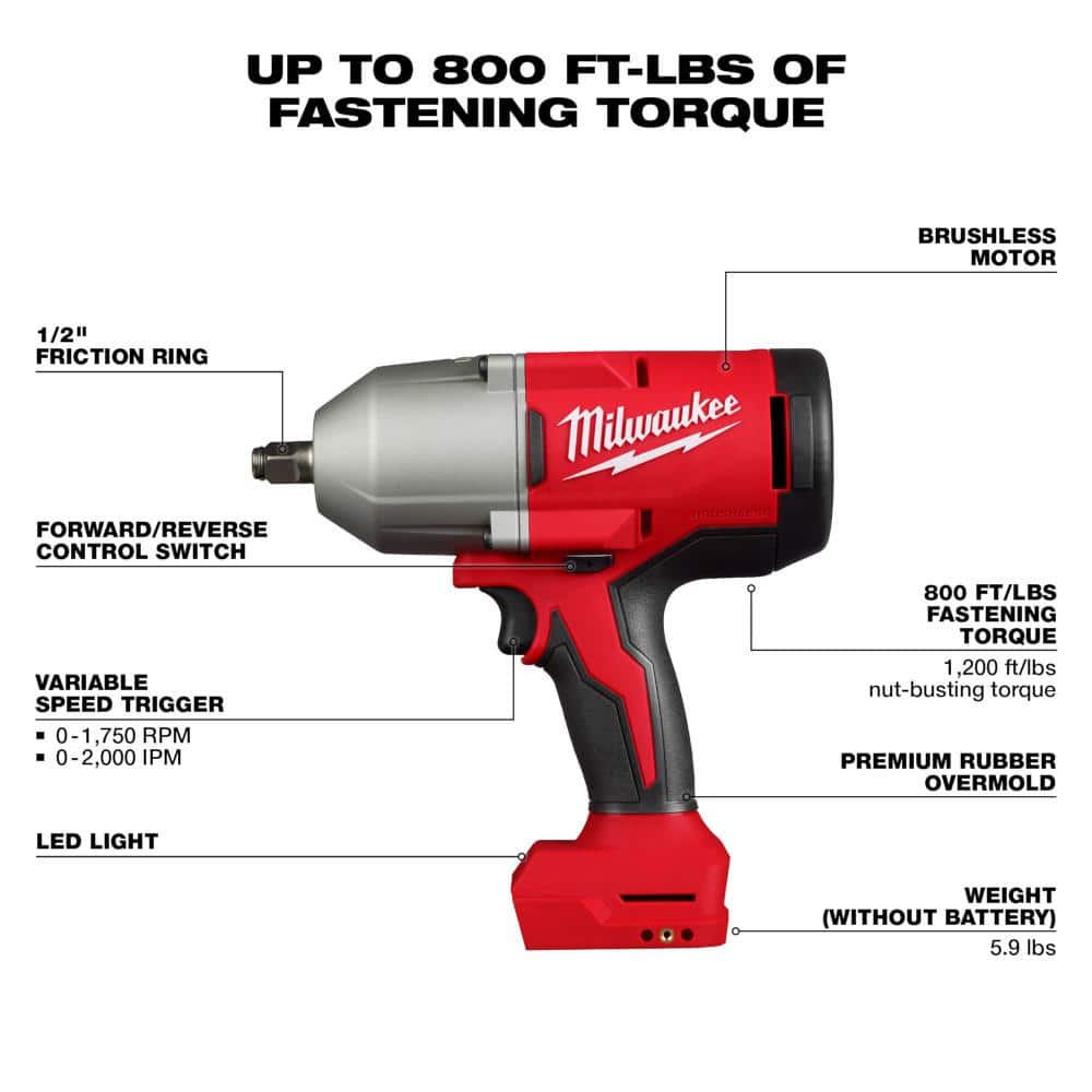 Milwaukee M12/M18 12/18V Li-Ion Cordless 3/8 in. Ratchet & 1/2 in. Brushless Impact Wrench Combo Kit with 19‑Piece 1/2 in. Drive SAE Deep Socket Set
