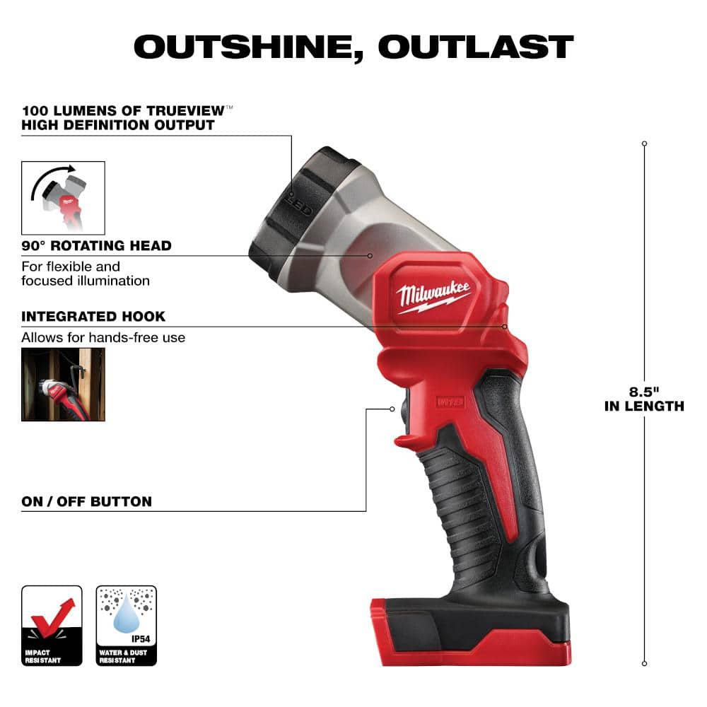 Milwaukee M18 18V Lithium-Ion Cordless 5-Tool Combo Kit with (1) 3.0Ah & (1) 1.5Ah Batteries, Charger and 100-Pc Bit Set
