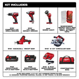 Milwaukee M18 18V Lith-Ion Cordless Combo Kit (5-Tool) w/(1) 3.0Ah & (1) 1.5Ah Battery, (1) Charger & Drill Bit Set (15-Piece)