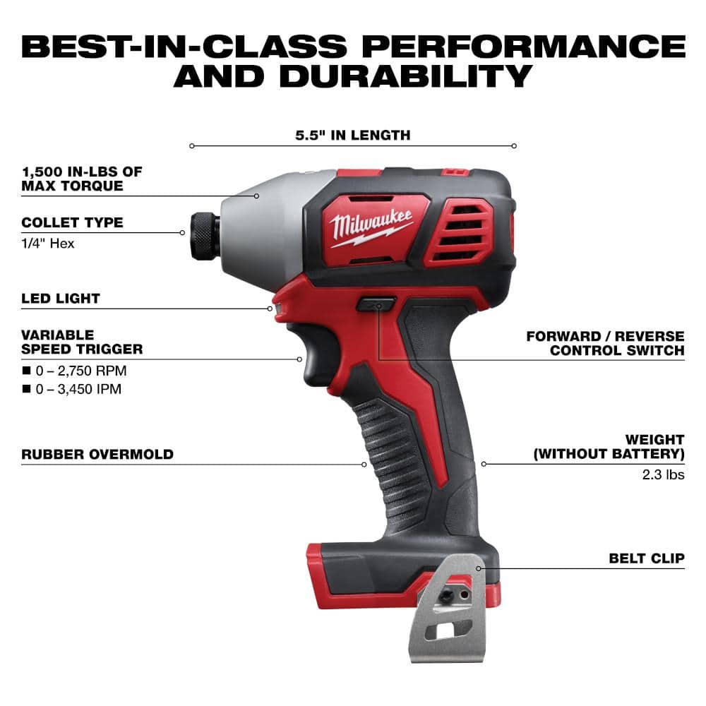 Milwaukee M18 18-Volt Lithium-Ion Cordless 7-Tool Combo Kit with 2 Batteries, Charger, Tool Bag + 15-Piece Drill Bit Set (2695-27SH-48-89-4670)