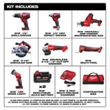 Milwaukee M18 18-Volt Lithium-Ion Cordless 7-Tool Combo Kit with 2 Batteries, Charger, Tool Bag + 15-Piece Drill Bit Set (2695-27SH-48-89-4670)