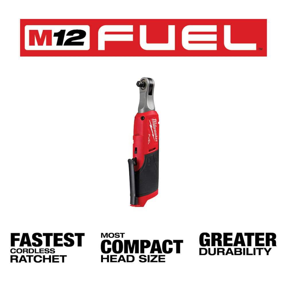 Milwaukee M12 FUEL 12V Cordless Drill/Driver, 3/8 in. Impact Wrench & 3/8 in. High-Speed Ratchet Combo Kit with Batteries, Charger & Bag