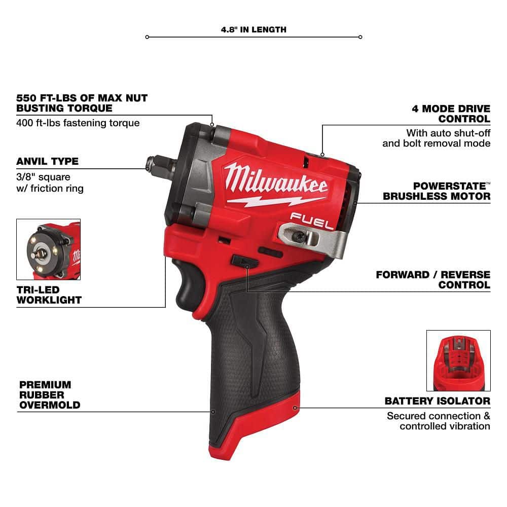 Milwaukee M12 12-Volt Lithium-Ion Cordless 3-Tool Combo Kit with 3/8 in. Ratchet, Drill/Driver, Impact Driver & HACKZALL, Batteries & Charger