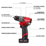 Milwaukee M12 FUEL 12-Volt Brushless Hammer Drill, Impact Driver & M12 Fan Combo Kit with 2 Batteries, Charger & Bag