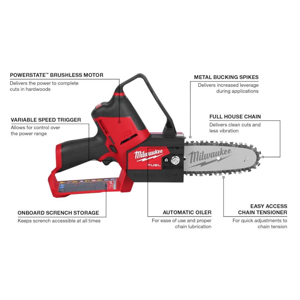 Milwaukee M12 FUEL 12-Volt Lithium-Ion Brushless Cordless Hammer Drill & Impact Driver Combo Kit with M12 FUEL 6" HATCHET Pruning Saw