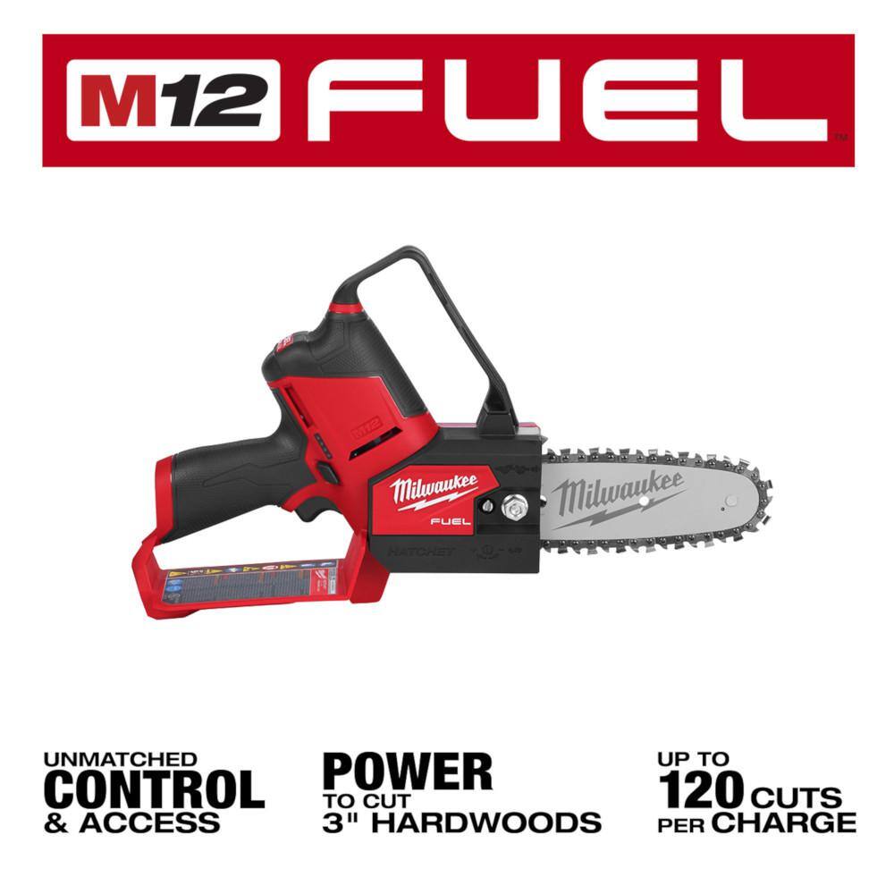 Milwaukee M12 FUEL 12-Volt Lithium-Ion Brushless Cordless Hammer Drill & Impact Driver Combo Kit with M12 FUEL 6" HATCHET Pruning Saw