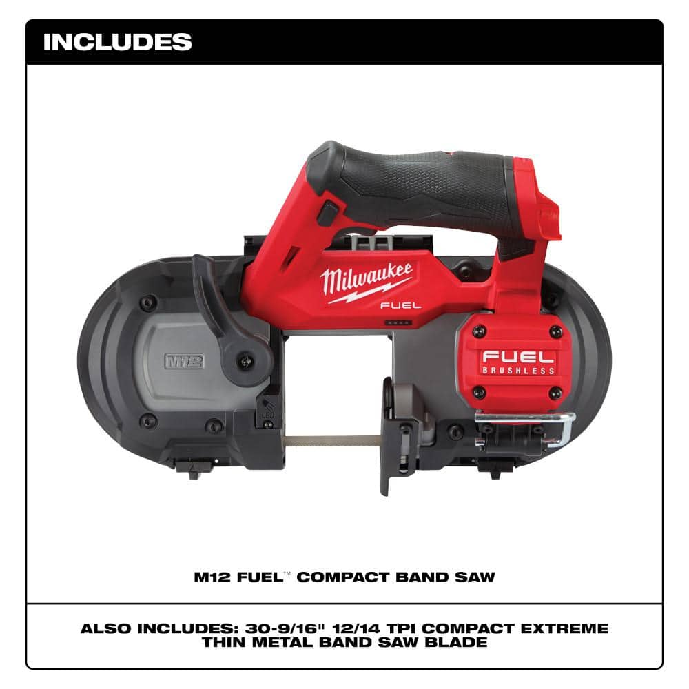 Milwaukee M12 FUEL 12-Volt Lithium-Ion Brushless Cordless Hammer Drill/Impact Driver Combo Kit (2-Tool) with Sub-Compact Band Saw