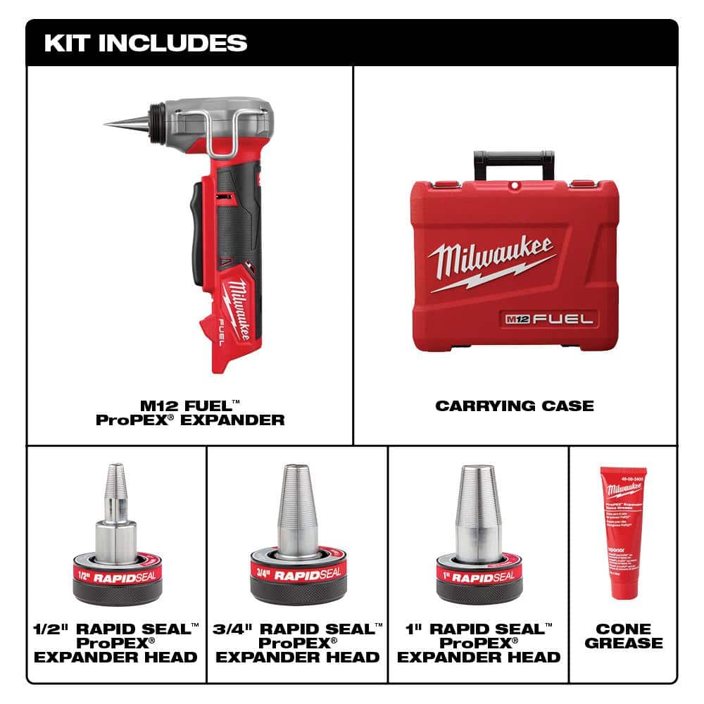 Milwaukee M12 FUEL 12-Volt Cordless Hammer Drill & Impact Driver Combo Kit with ProPEX Expander, 1/2 in. to 1 in. Expander Heads