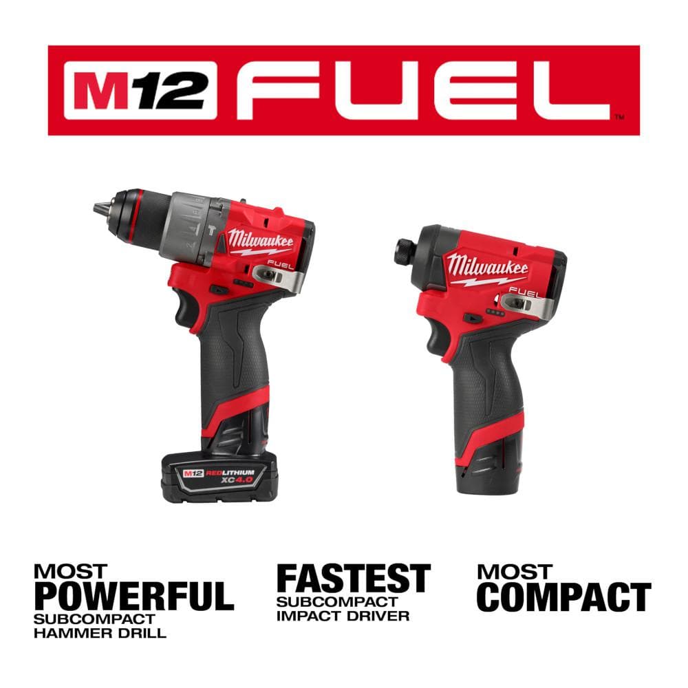 Milwaukee M12 FUEL 12-Volt Lithium-Ion Brushless Cordless Hammer Drill and Impact Driver Combo Kit (2-Tool) with 6.0Ah Battery