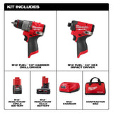 Milwaukee M12 FUEL 12-Volt Brushless Cordless Hammer Drill & Impact Driver Combo Kit with 2.0Ah Battery