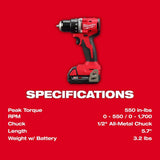 Milwaukee M18 18-Volt Lithium-Ion Brushless Cordless Compact Hammer Drill/Impact Driver Combo Kit with (2) Batteries, Charger, Bag + M18 Portable Inflator (3693-22CX-2848-20)