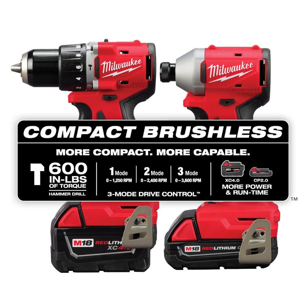 Milwaukee M18 18-Volt Lithium-Ion Brushless Cordless Compact Hammer Drill/Impact 2-Tool Combo Kit with 2 Batteries and M18 FUEL Jig Saw
