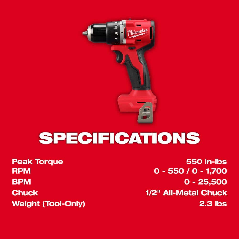 Milwaukee M18 18-Volt Brushless Cordless Compact Hammer Drill & 3-Speed Impact Driver Combo Kit with (2) Batteries, Charger & Bag (3693-22CX) + M18 6-1/2 in. Circular Saw (2630-20)