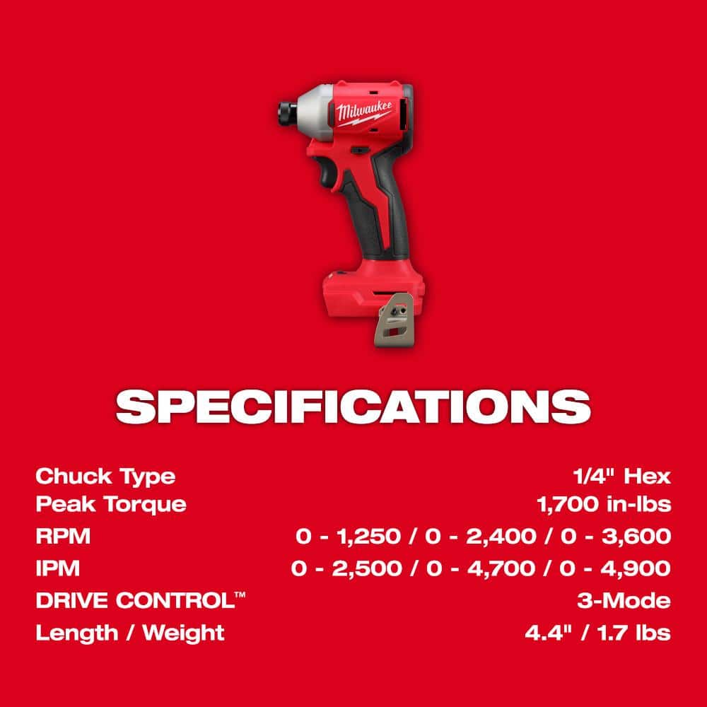 Milwaukee M18 18-Volt Lithium-Ion Brushless Cordless Compact Hammer Drill/Impact Combo Kit (2-Tool) with (2) Batteries, Bag