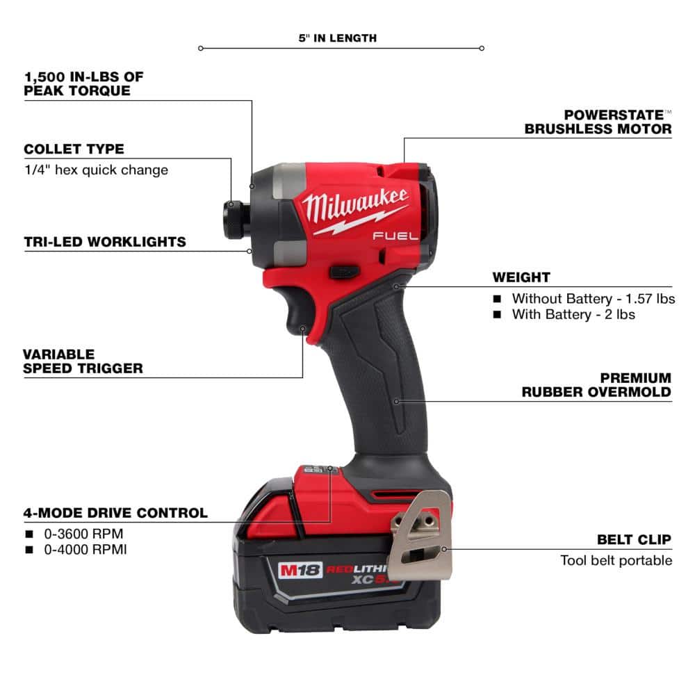 Milwaukee M18 FUEL 18-V Lithium Ion Brushless Cordless Combo Kit (2-Tool) with 2 Batteries, Charger and Random Orbit Sander