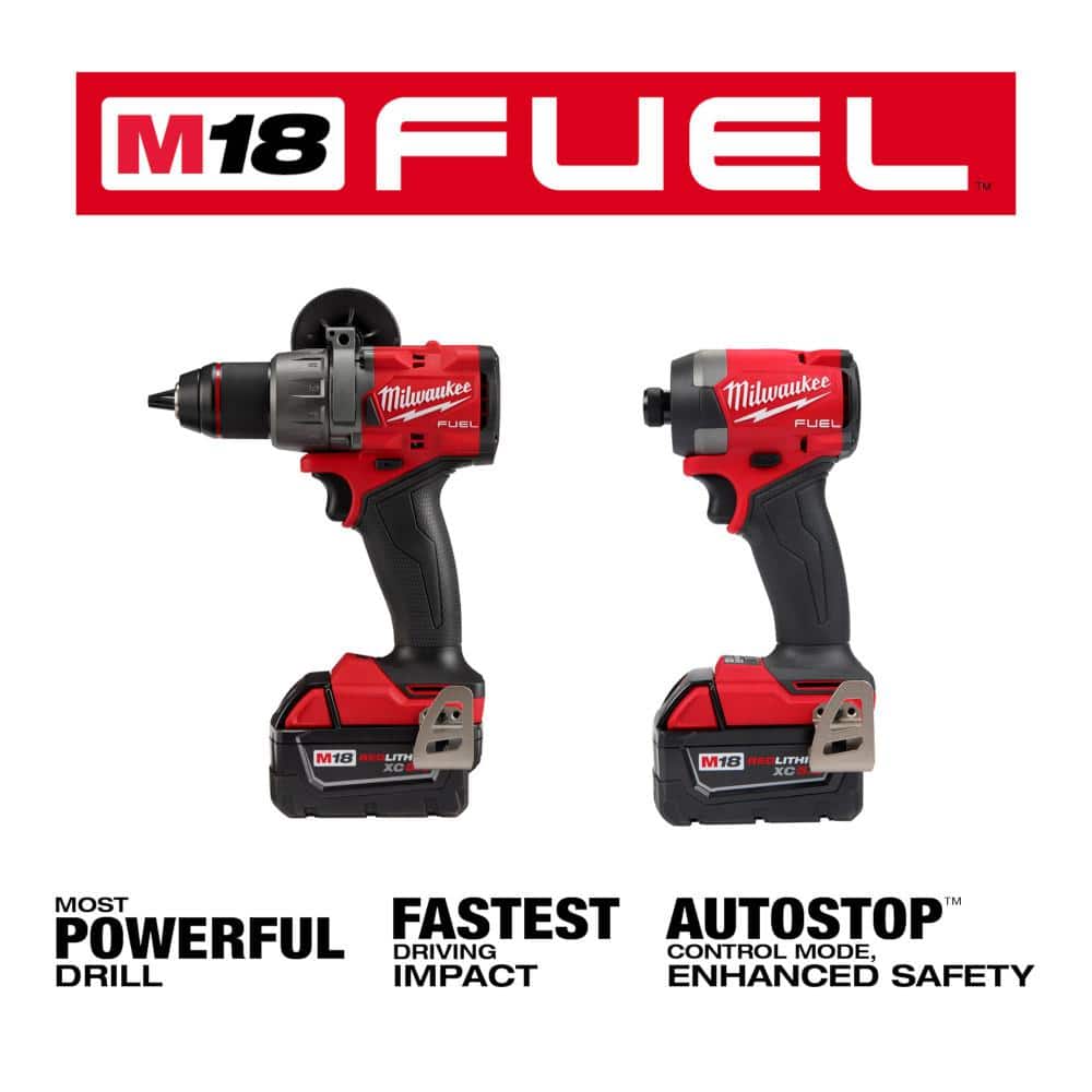 Milwaukee M18 FUEL 18-V Lithium Ion Brushless Cordless Combo Kit (2-Tool) with 2 Batteries, Charger and Random Orbit Sander