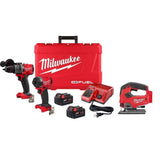 Milwaukee M18 FUEL 18‑V Lithium‑Ion Brushless Cordless Hammer Drill & Impact Driver Combo Kit (2‑Tool) with D‑Handle Jigsaw
