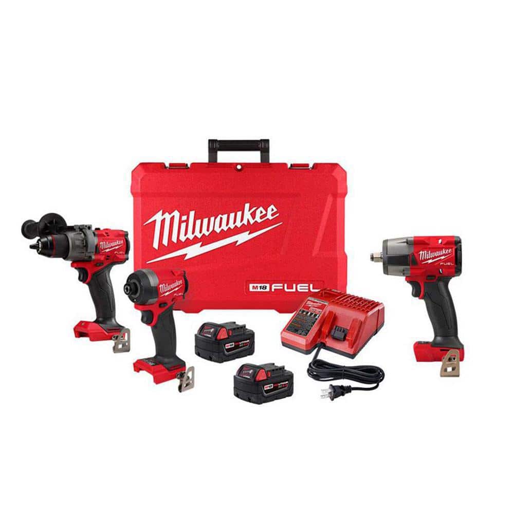 Milwaukee M18 FUEL 18-V Lithium-Ion Brushless Cordless Hammer Drill/Impact Driver Combo Kit (2-Tool) with 1/2 in. Impact Wrench