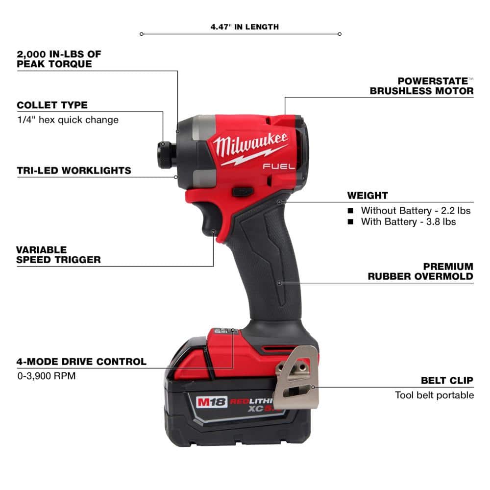 Milwaukee M18 FUEL 18V Brushless Cordless Hammer Drill & Impact Driver Combo Kit with 2 Batteries, Charger, Case + FORGE HD 12.0Ah Battery