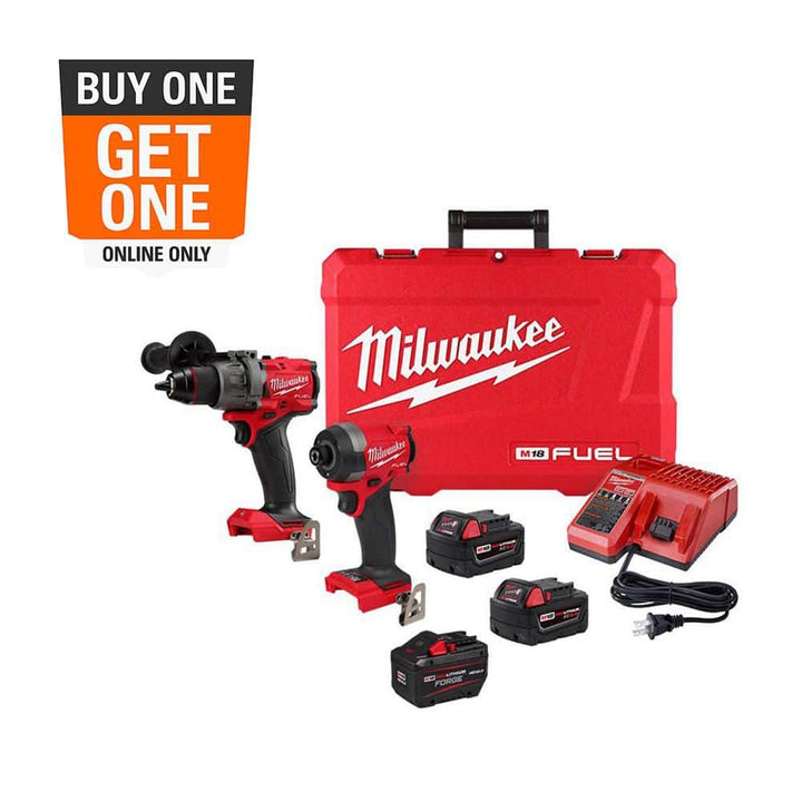 Milwaukee M18 FUEL 18V Brushless Cordless Hammer Drill & Impact Driver Combo Kit with 2 Batteries, Charger, Case + FORGE HD 12.0Ah Battery