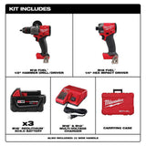 Milwaukee M18 FUEL 18V Brushless Cordless Hammer Drill & Impact Driver Combo Kit (2-Tool) with (3) 5.0Ah Batteries