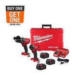 Milwaukee M18 18-Volt Brushless Cordless Hammer Drill & Impact Driver Combo Kit with Bonus 5.0Ah Battery