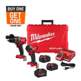 Milwaukee M18 FUEL 18V Lithium-Ion Brushless Cordless Hammer Drill/Impact Driver Combo Kit with REDLITHIUM FORGE XC 8.0Ah Battery