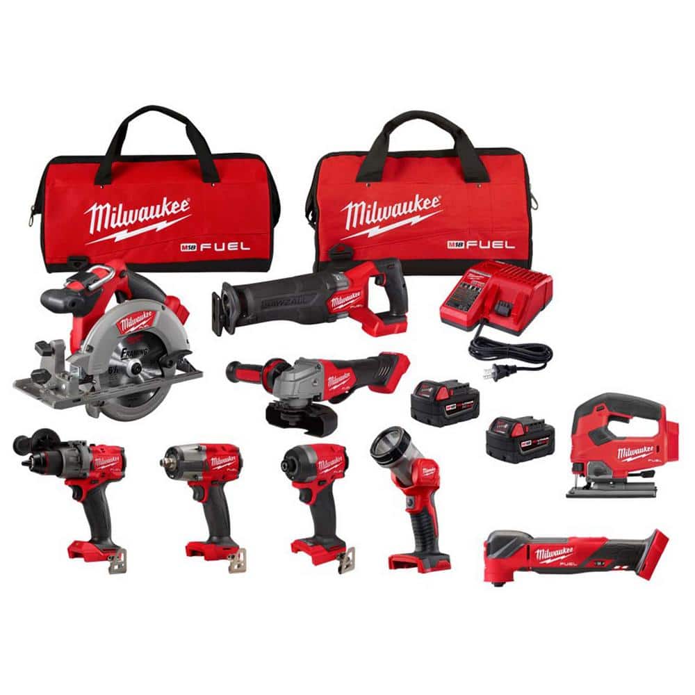 Milwaukee M18 FUEL 18V Lithium‑Ion Brushless Cordless 7‑Tool Combo Kit w/ Multi‑Tool & Jig Saw, Two 5.0Ah Batteries