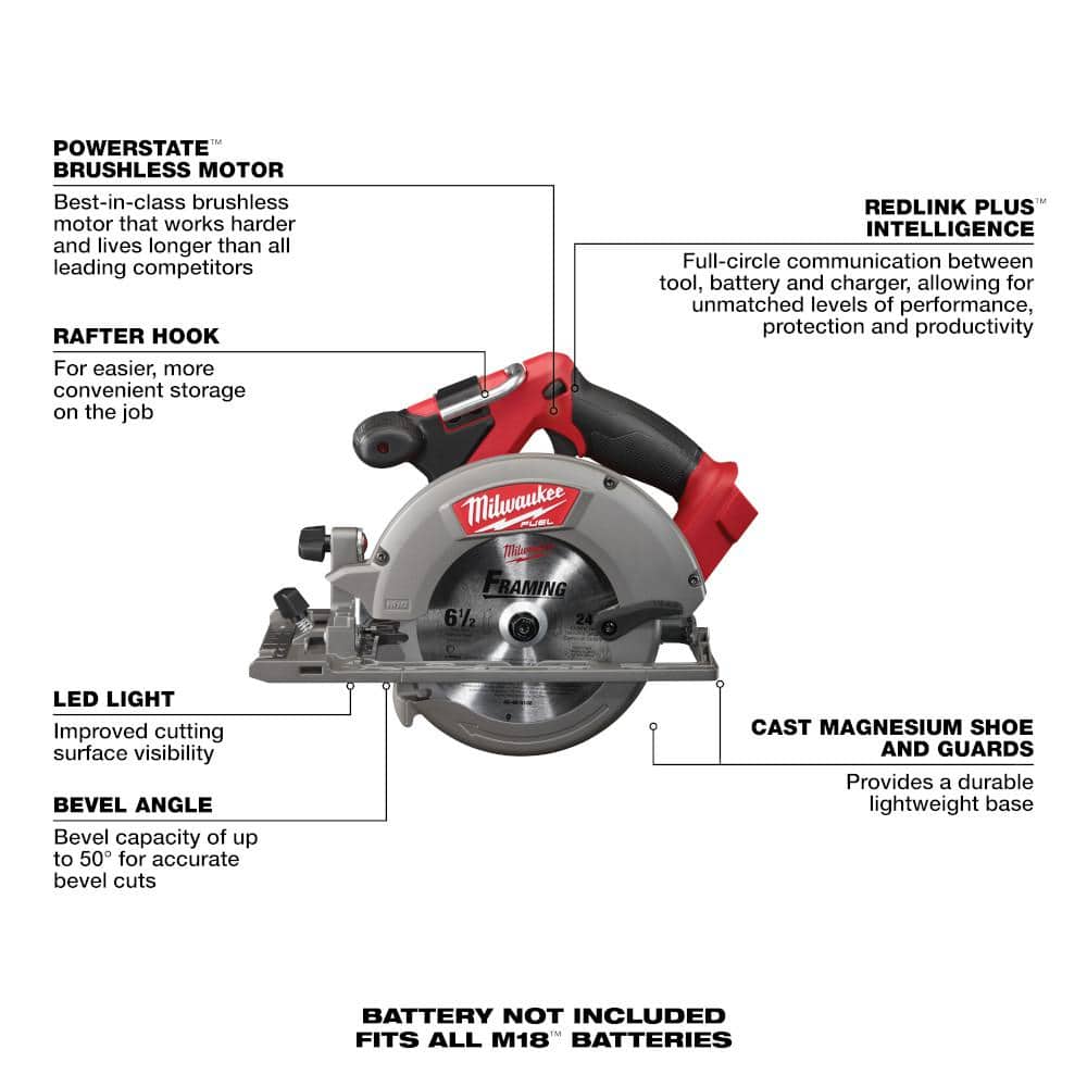 Milwaukee M18 FUEL 18V Lithium‑Ion Brushless Cordless 7‑Tool Combo Kit w/ Multi‑Tool & Jig Saw, Two 5.0Ah Batteries