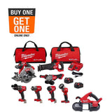 Milwaukee M18 FUEL 18V Lithium-Ion Brushless Cordless Combo Kit with (2) 5.0 Ah Batteries, 7 Tools + Compact Band Saw