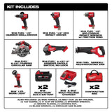 Milwaukee M18 FUEL 18V Lithium-Ion Brushless Cordless Combo Kit with (2) 5.0 Ah Batteries, 7 Tools + Compact Band Saw