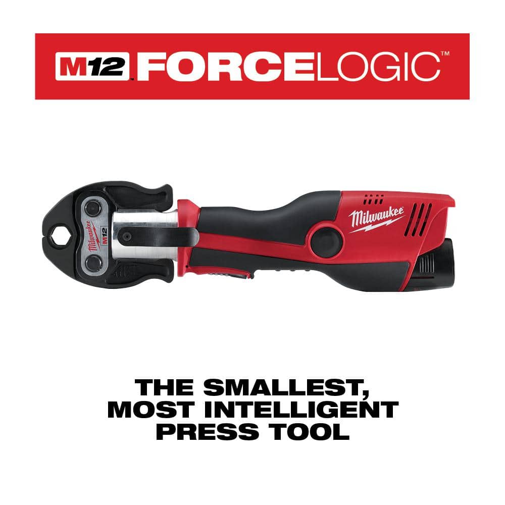 Milwaukee M12 12-Volt Lithium-Ion FORCE LOGIC Cordless Press Tool Kit with Jaws and M12 Sub-Compact Band Saw