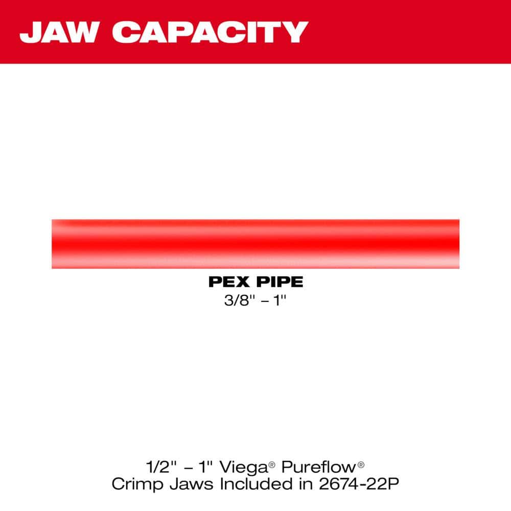 Milwaukee M18 18-Volt Cordless Short Throw PEX Press Tool Kit w/ Viega PureFlow Jaws + Free M18 FUEL HACKZALL Saw Kit