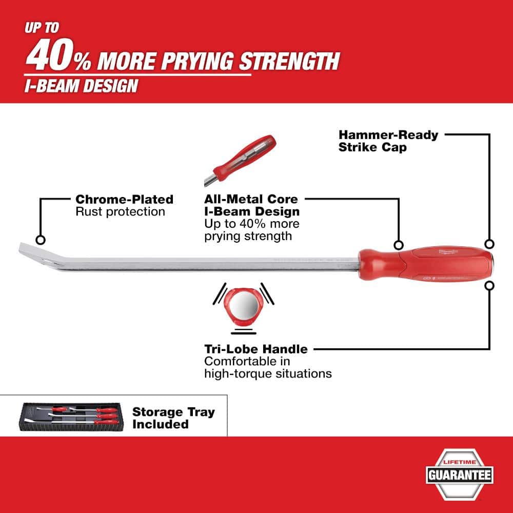 Milwaukee Pry Bar Set with Hook and Pick Set, 8-Piece (48-22-9214/48-22-9215)