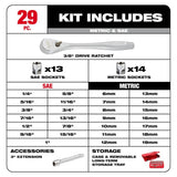 Milwaukee 3/8 in. and 1/4 in. Drive SAE/Metric Ratchet & Socket Mechanics Tool Set, 54-Piece