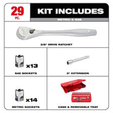 Milwaukee 3/8 in. and 1/4 in. Drive SAE/Metric Ratchet & Socket Mechanics Tool Set, 54-Piece
