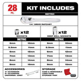 Milwaukee 1/4 in. Drive SAE & Metric Ratchet and Socket Mechanics Tool Set, 54-Piece (48-22-9404 + 48-22-9504)